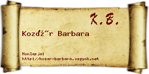 Kozár Barbara névjegykártya