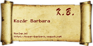 Kozár Barbara névjegykártya